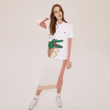 Lacoste Lacoste x Jean-Michel Tixier Print Classic Fit Polo Shirt - Šortky Pánské Bílé / Žluté | CZ-